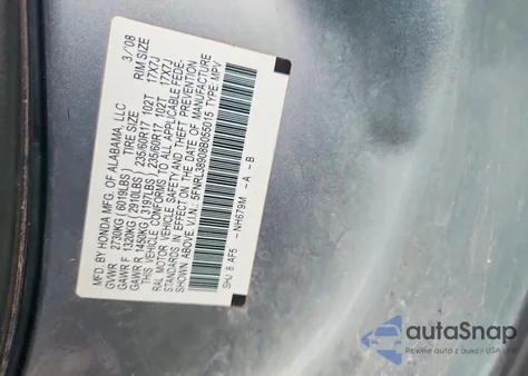 2008 Honda Odyssey Touring z USA, uszkodzony, nr VIN 5FNRL38908B055015